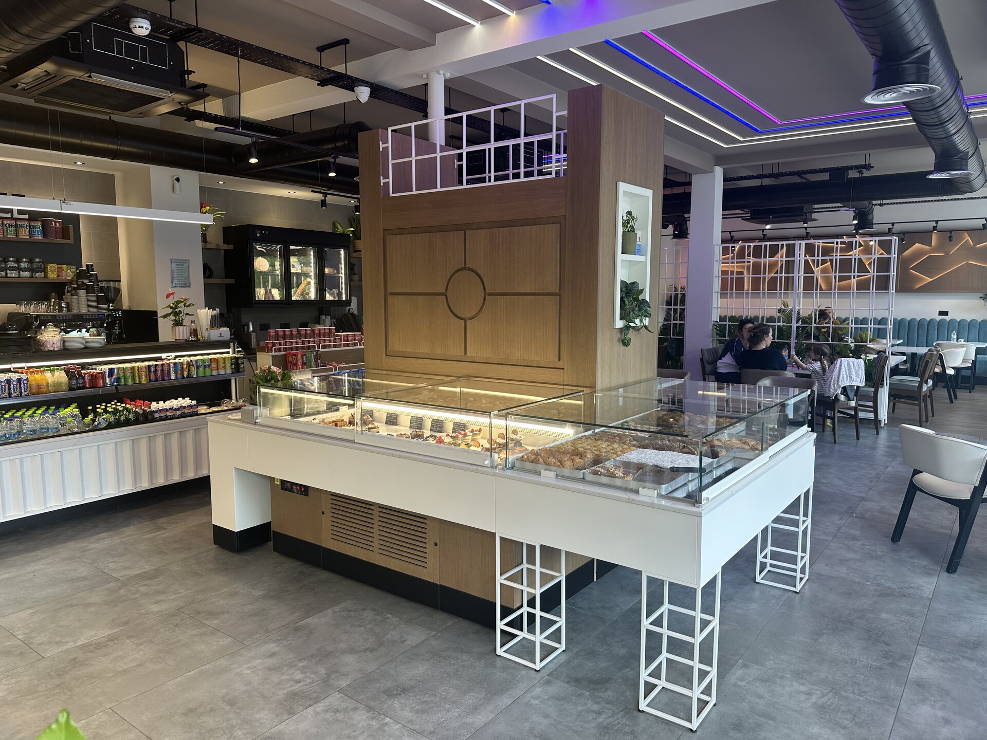 Bakery counter with cold drinks fridge